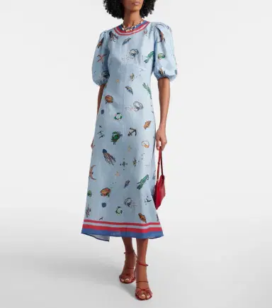 ALÉMAIS Alémais Printed linen midi dress | Thumbnail 5