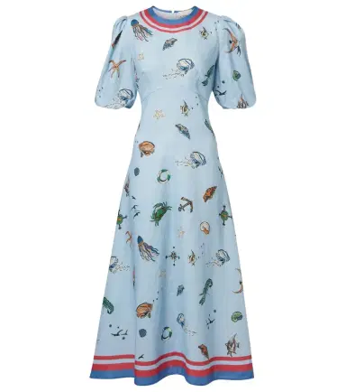 ALÉMAIS Alémais Printed linen midi dress | Thumbnail 1