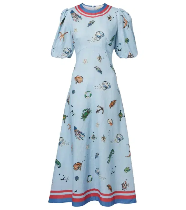 Alémais Printed linen midi dress