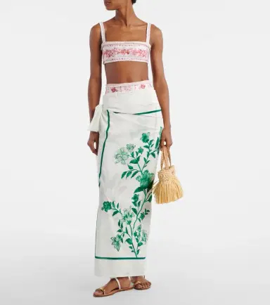 Agua by Agua Bendita Lavanda floral cotton and silk beach cover-up | Thumbnail 4 Agua by Agua Bendita Lavanda floral cotton and silk beach cover-up | Thumbnail 4
