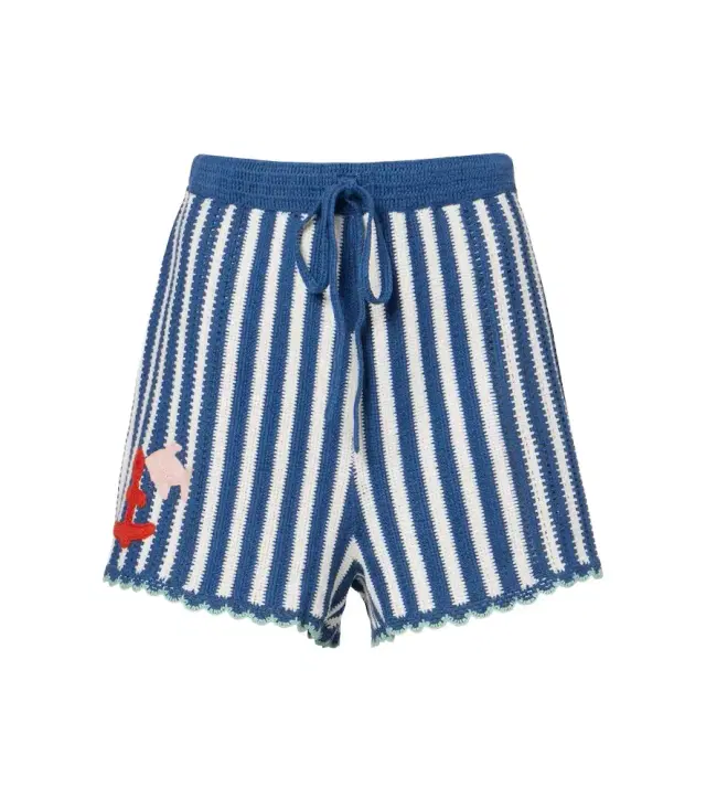 Alémais Crochet striped cotton shorts