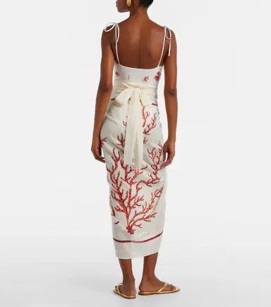 Agua by Agua Bendita Lavanda printed cotton and silk beach cover-up | Thumbnail 2