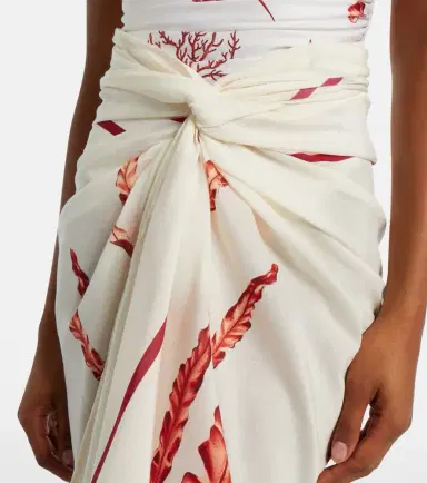 Agua by Agua Bendita Lavanda printed cotton and silk beach cover-up | Thumbnail 3