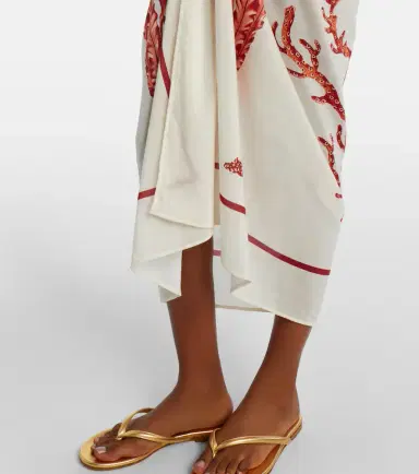 Agua by Agua Bendita Lavanda printed cotton and silk beach cover-up | Thumbnail 4