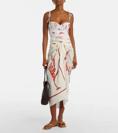 Agua by Agua Bendita Lavanda printed cotton and silk beach cover-up | Thumbnail 5