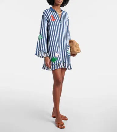 ALÉMAIS Alémais Crochet striped cotton minidress | Thumbnail 2