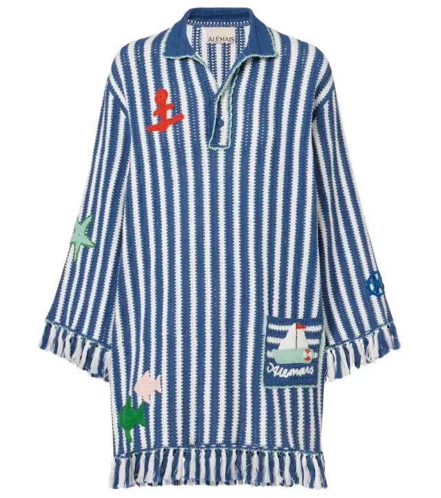 Alémais Crochet striped cotton minidress