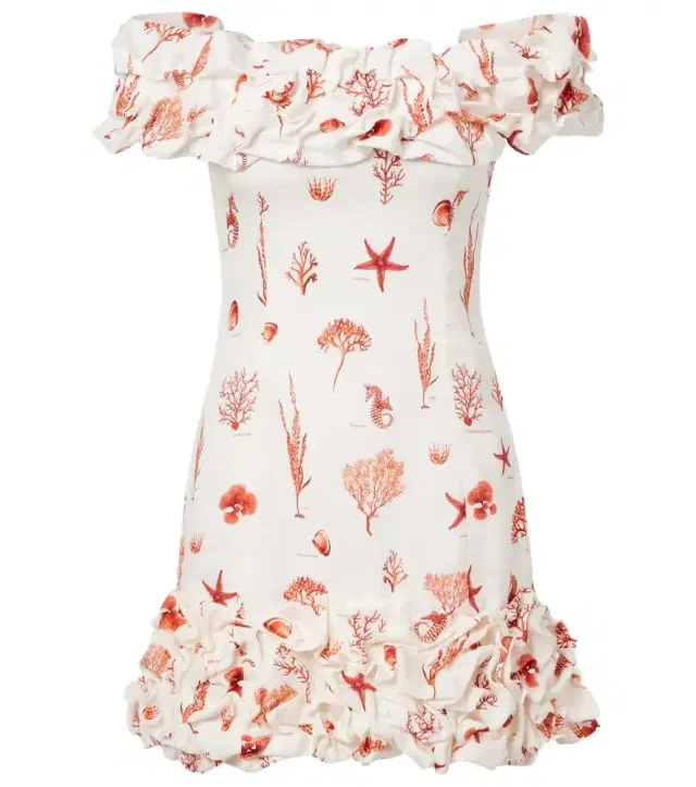 Jardin printed off-shoulder linen minidress