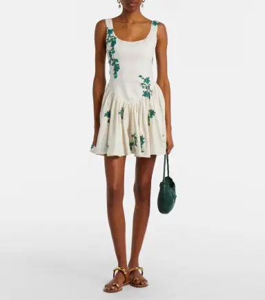Agua by Agua Bendita Pluma embroidered cotton minidress | Thumbnail 3
