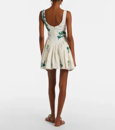 Agua by Agua Bendita Pluma embroidered cotton minidress | Thumbnail 4