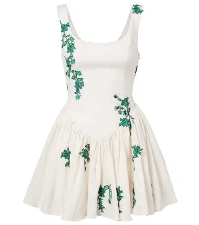 Agua by Agua Bendita Pluma embroidered cotton minidress
