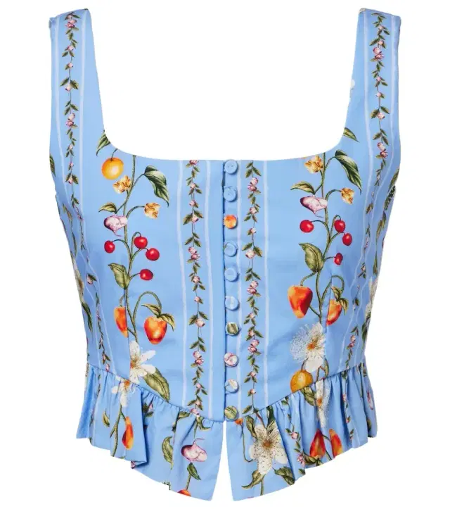 Eslabón printed cotton bustier top