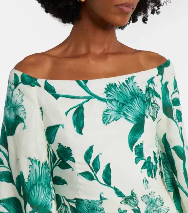 Agua by Agua Bendita Senlis printed off-shoulder linen maxi dress | Thumbnail 2