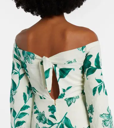 Agua by Agua Bendita Senlis printed off-shoulder linen maxi dress | Thumbnail 5