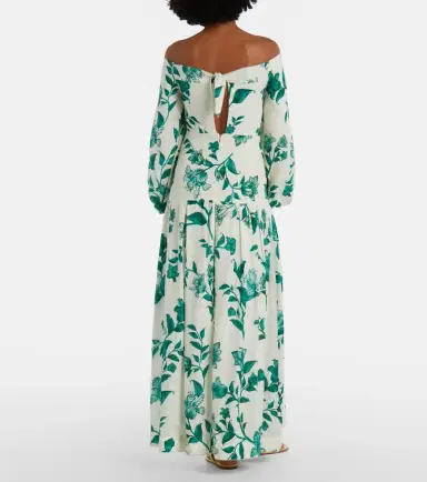 Agua by Agua Bendita Senlis printed off-shoulder linen maxi dress | Thumbnail 7