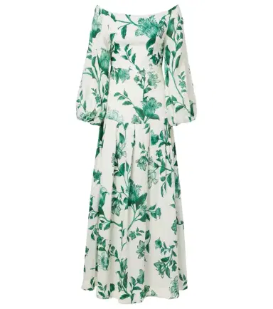 Agua by Agua Bendita Senlis printed off-shoulder linen maxi dress | Thumbnail 1