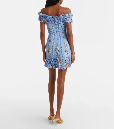 Agua by Agua Bendita Jardin printed off-shoulder cotton minidress | Thumbnail 3