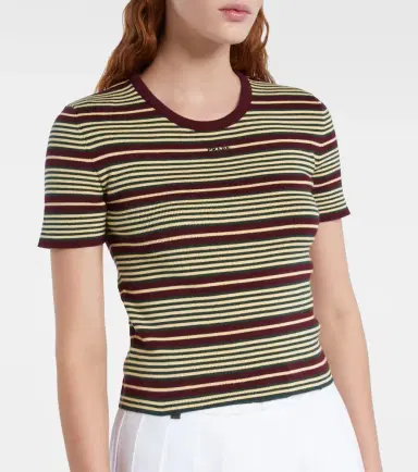 Prada Striped cotton-blend T-shirt | Thumbnail 3 Prada Striped cotton-blend T-shirt | Thumbnail 3