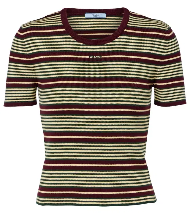 Striped cotton-blend T-shirt
