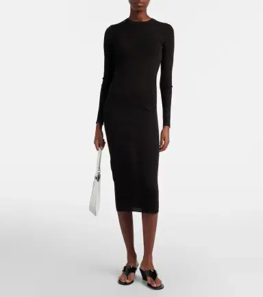 Prada Ribbed-knit virgin wool midi dress | Thumbnail 2