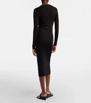 Prada Ribbed-knit virgin wool midi dress | Thumbnail 5