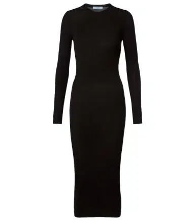 Prada Ribbed-knit virgin wool midi dress | Thumbnail 1