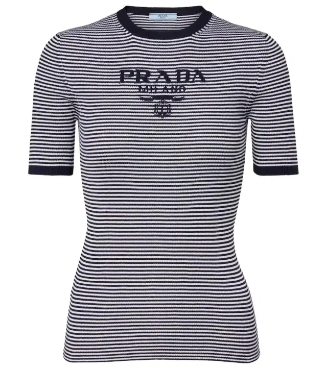Logo striped silk sweater