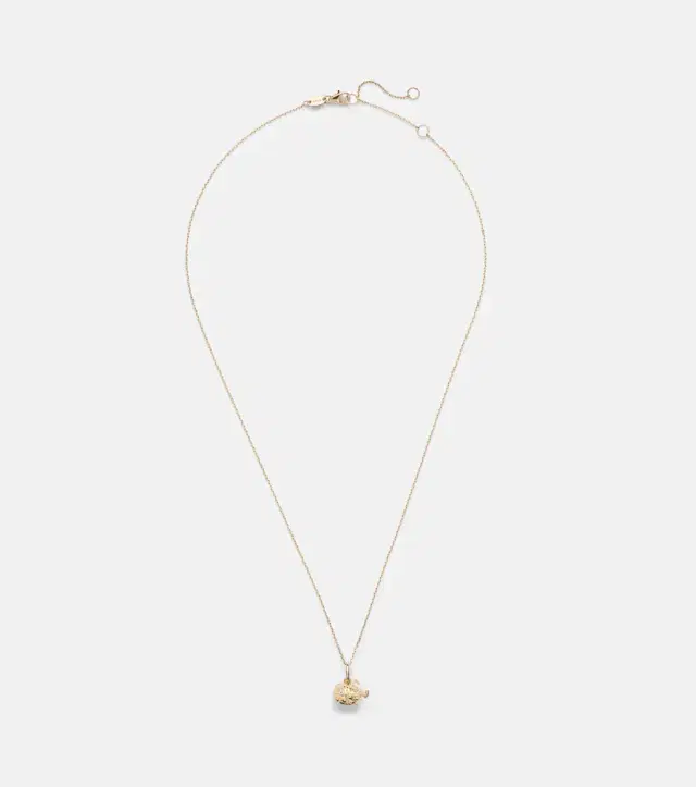 Stone and Strand Puffer Fish 14kt gold pendant necklace with diamonds