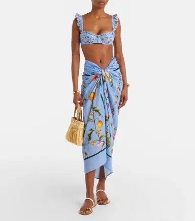 Agua by Agua Bendita Lavanda printed cotton and silk beach cover-up | Thumbnail 4 Agua by Agua Bendita Lavanda printed cotton and silk beach cover-up | Thumbnail 4
