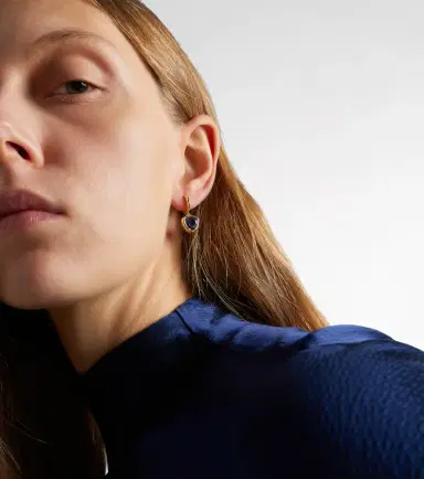 Octavia Elizabeth Hidden Gems 18kt gold hoop earrings with tanzanite | Thumbnail 5