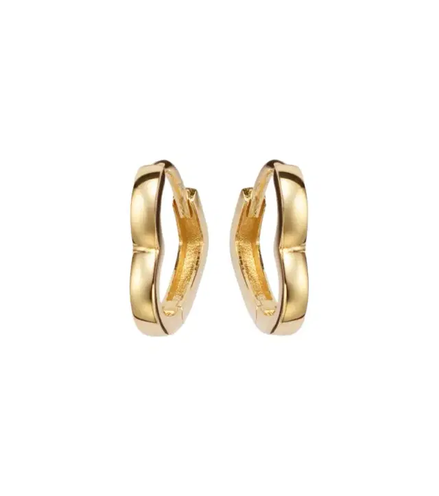 Stone and Strand Heart 14kt gold huggie earrings