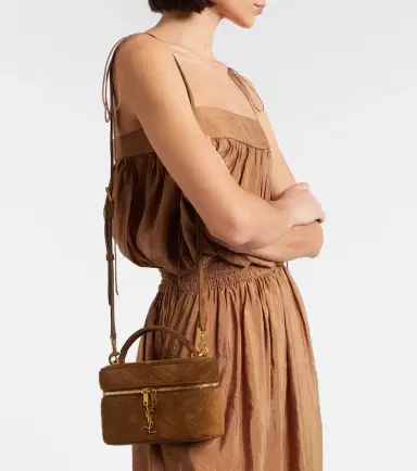 Saint Laurent Gaby Mini quilted suede vanity bag | Thumbnail 6