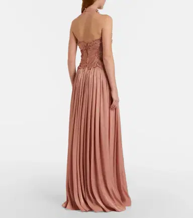 Costarellos Embellished ruched georgette gown | Thumbnail 3