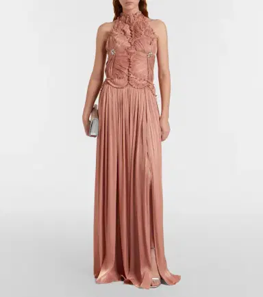 Costarellos Embellished ruched georgette gown | Thumbnail 5