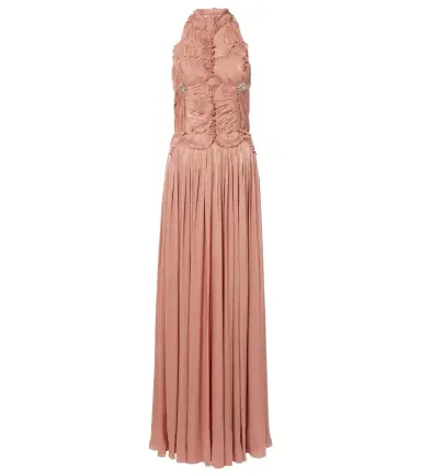 Costarellos Embellished ruched georgette gown | Thumbnail 1