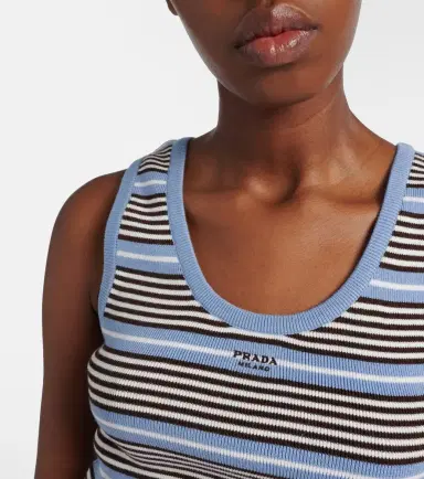 Prada Striped cotton-blend tank top | Thumbnail 2