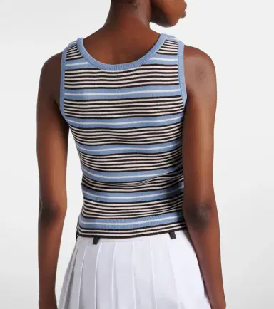 Prada Striped cotton-blend tank top | Thumbnail 5