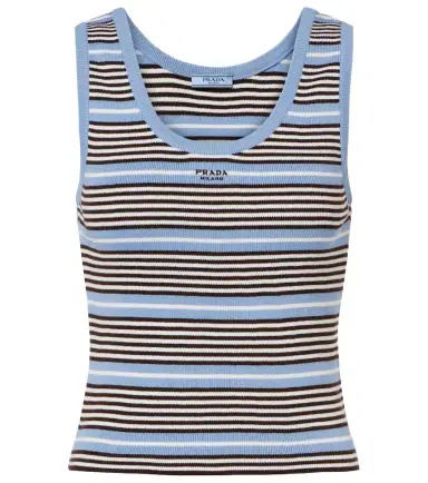 Prada Striped cotton-blend tank top | Thumbnail 1