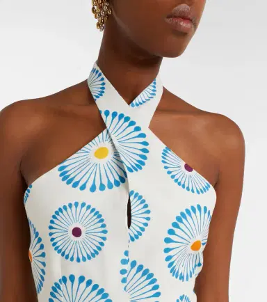 Cala de la Cruz Ivy floral halterneck linen crop top | Thumbnail 3