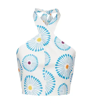 Cala de la Cruz Ivy floral halterneck linen crop top | Thumbnail 1