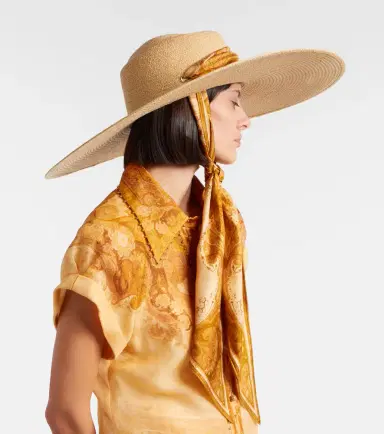 Zimmermann Silk-trimmed raffia sun hat | Thumbnail 2