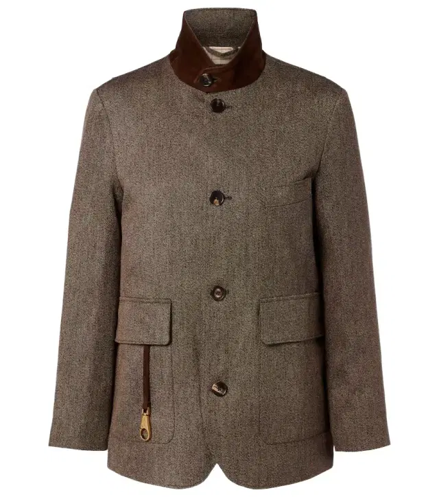 Loro Piana Suede-trimmed linen jacket