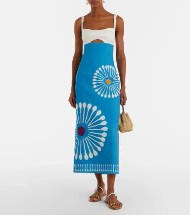 Cala de la Cruz Nara cutout floral linen midi dress | Thumbnail 3 Cala de la Cruz Nara cutout floral linen midi dress | Thumbnail 3