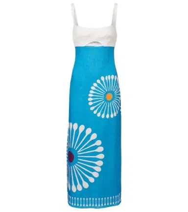 Cala de la Cruz Nara cutout floral linen midi dress | Thumbnail 1 Cala de la Cruz Nara cutout floral linen midi dress | Thumbnail 1