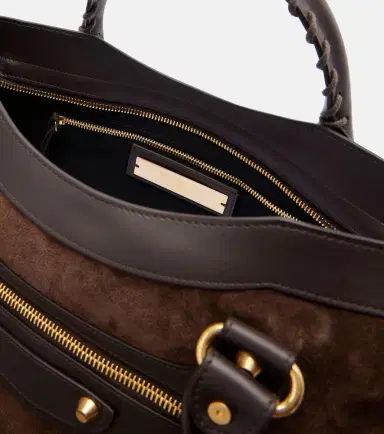 Balenciaga Le City Medium leather-trimmed suede top-handle bag | Thumbnail 2 Balenciaga Le City Medium leather-trimmed suede top-handle bag | Thumbnail 2