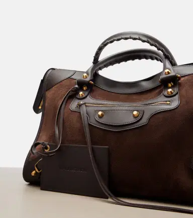 Balenciaga Le City Medium leather-trimmed suede top-handle bag | Thumbnail 3 Balenciaga Le City Medium leather-trimmed suede top-handle bag | Thumbnail 3
