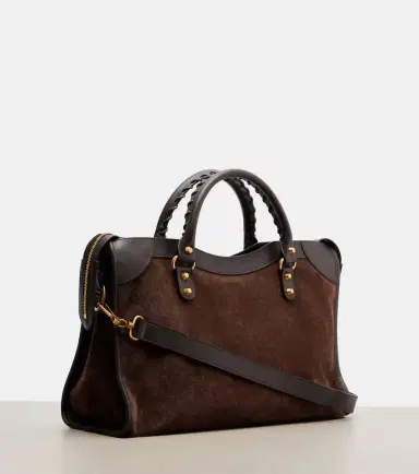 Balenciaga Le City Medium leather-trimmed suede top-handle bag | Thumbnail 4 Balenciaga Le City Medium leather-trimmed suede top-handle bag | Thumbnail 4