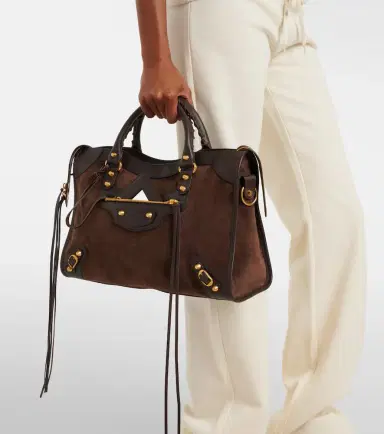 Balenciaga Le City Medium leather-trimmed suede top-handle bag | Thumbnail 6 Balenciaga Le City Medium leather-trimmed suede top-handle bag | Thumbnail 6