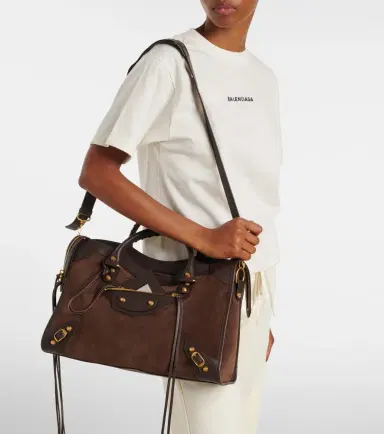 Balenciaga Le City Medium leather-trimmed suede top-handle bag | Thumbnail 7 Balenciaga Le City Medium leather-trimmed suede top-handle bag | Thumbnail 7