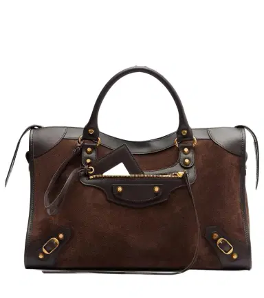 Balenciaga Le City Medium leather-trimmed suede top-handle bag | Thumbnail 1 Balenciaga Le City Medium leather-trimmed suede top-handle bag | Thumbnail 1